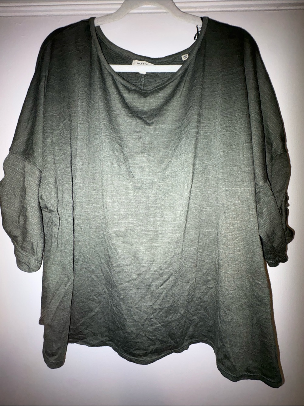 Max Studio Olive Green Relaxed Tunic Top